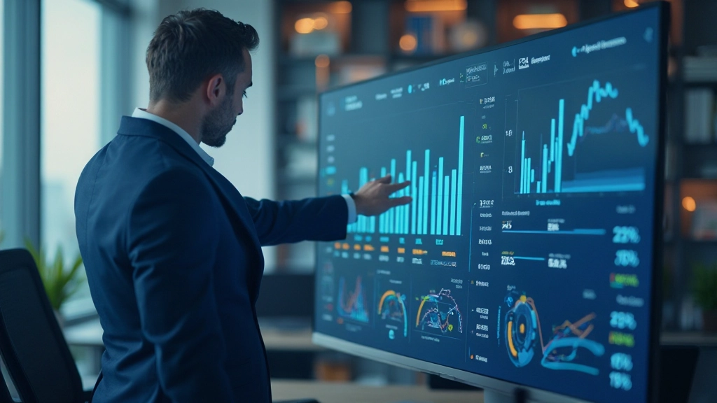 Дашборд бизнес-аналитики с графиками и метриками на экране компьютера
