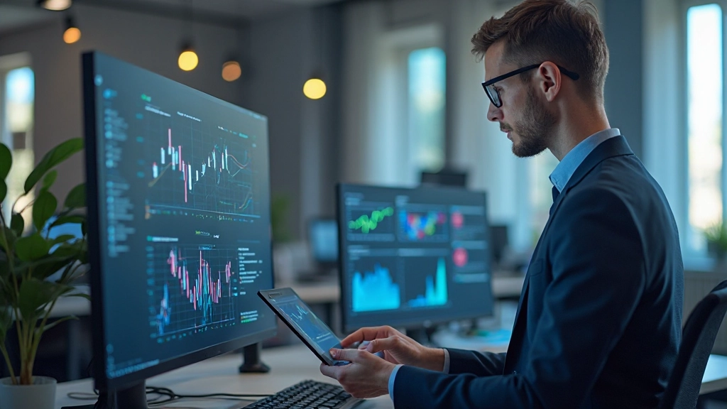 Профессионал работает с инструментами визуализации данных Power BI и Tableau