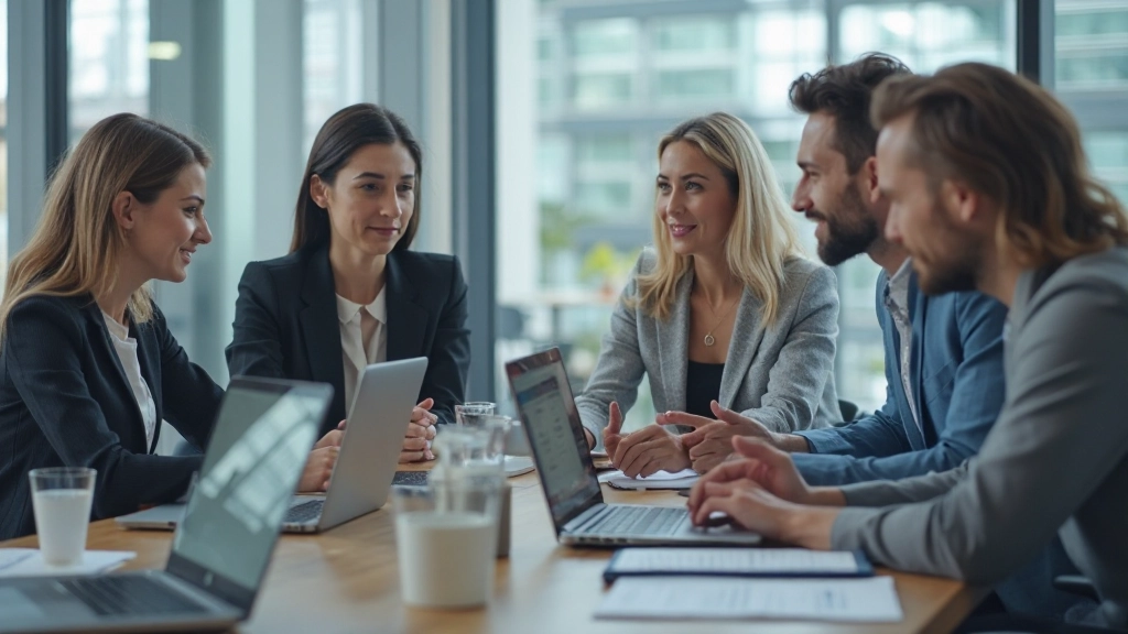 Команда специалистов обсуждает результаты анализа данных в офисе