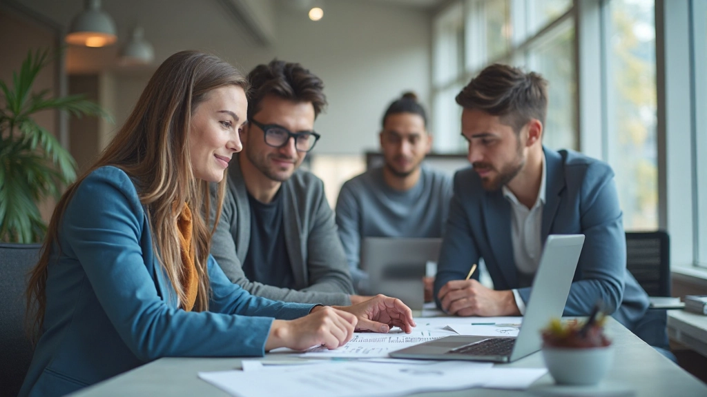 Команда аналитиков обсуждает результаты анализа данных за рабочим столом